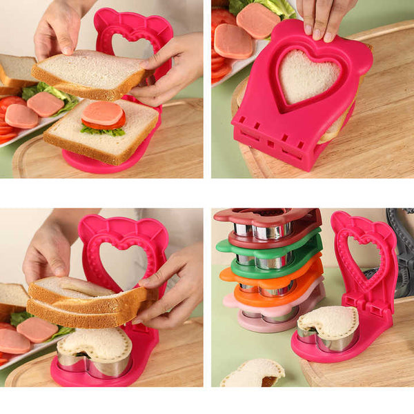 3 Pcs Rose Red Heart Sandwich Maker Sealer Diy Toast Pocket Bread Cutter Pp 304 Steel Grills & Sandwich Makers