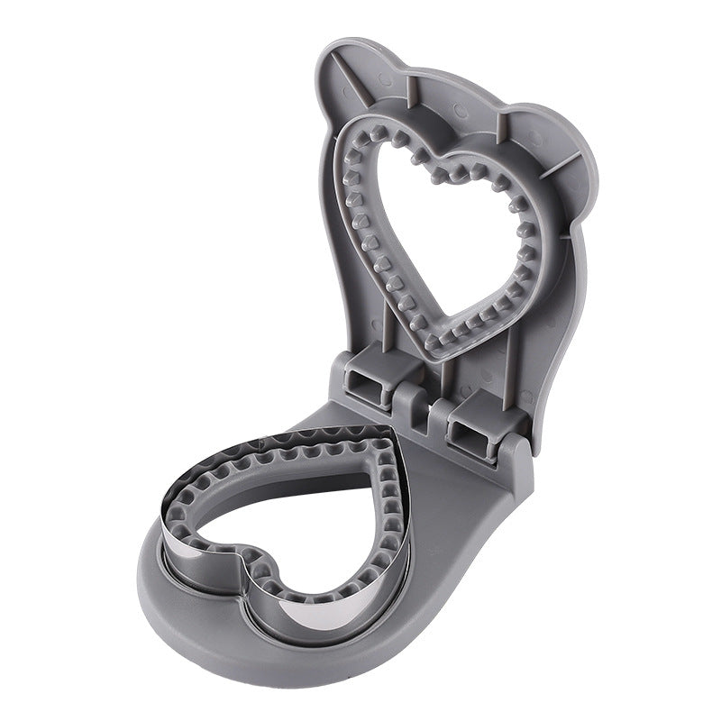 3 Pcs Grey Heart Sandwich Maker Sealer Diy Toast Pocket Bread Cutter & Mold (Pp + 304 Stainless Steel) Grills & Sandwich Makers