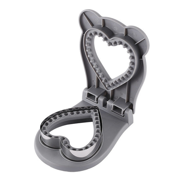 3 Pcs Grey Heart Sandwich Maker Sealer Diy Toast Pocket Bread Cutter & Mold (Pp + 304 Stainless Steel) Grills & Sandwich Makers