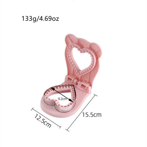 3 Pcs Grey Heart Sandwich Maker Sealer Diy Toast Pocket Bread Cutter & Mold (Pp + 304 Stainless Steel) Grills & Sandwich Makers