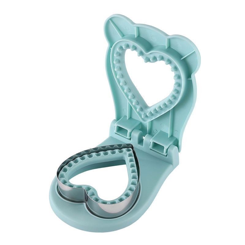 3 Pcs Blue Heart Sandwich Maker Sealer Diy Toast Pocket Bread Cutter & Mold (Pp + 304 Stainless Steel) Grills & Sandwich Makers