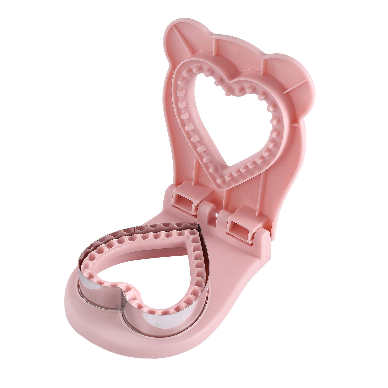 3 Pcs Pink Heart Sandwich Maker Sealer Diy Toast Pocket Bread Cutter & Mold (Pp + 304 Stainless Steel) Grills & Sandwich Makers