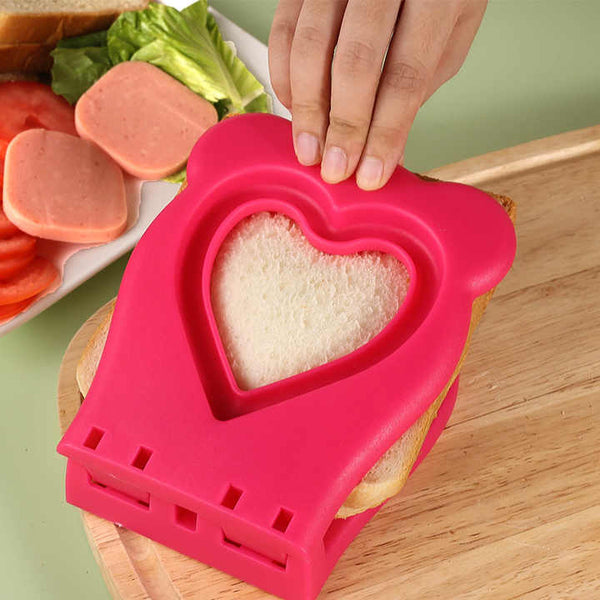 3 Pcs Pink Heart Sandwich Maker Sealer Diy Toast Pocket Bread Cutter & Mold (Pp + 304 Stainless Steel) Grills & Sandwich Makers