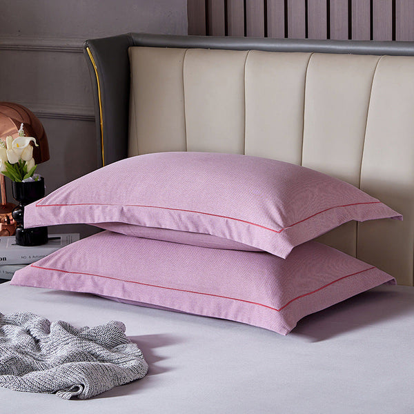 Light Purple Pure Cotton Flannel Pillowcase Set Soft Thickened Solid Color Pair 48X74cm Pillow Cases