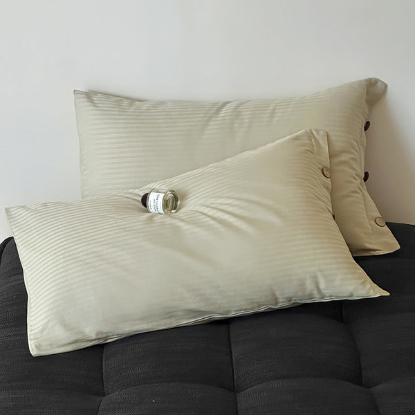 Elosung Light Green Pinstripe Long Staple Cotton Sateen Pillowcase Set Jacquard Striped 48X74cm Pair Pillow Cases