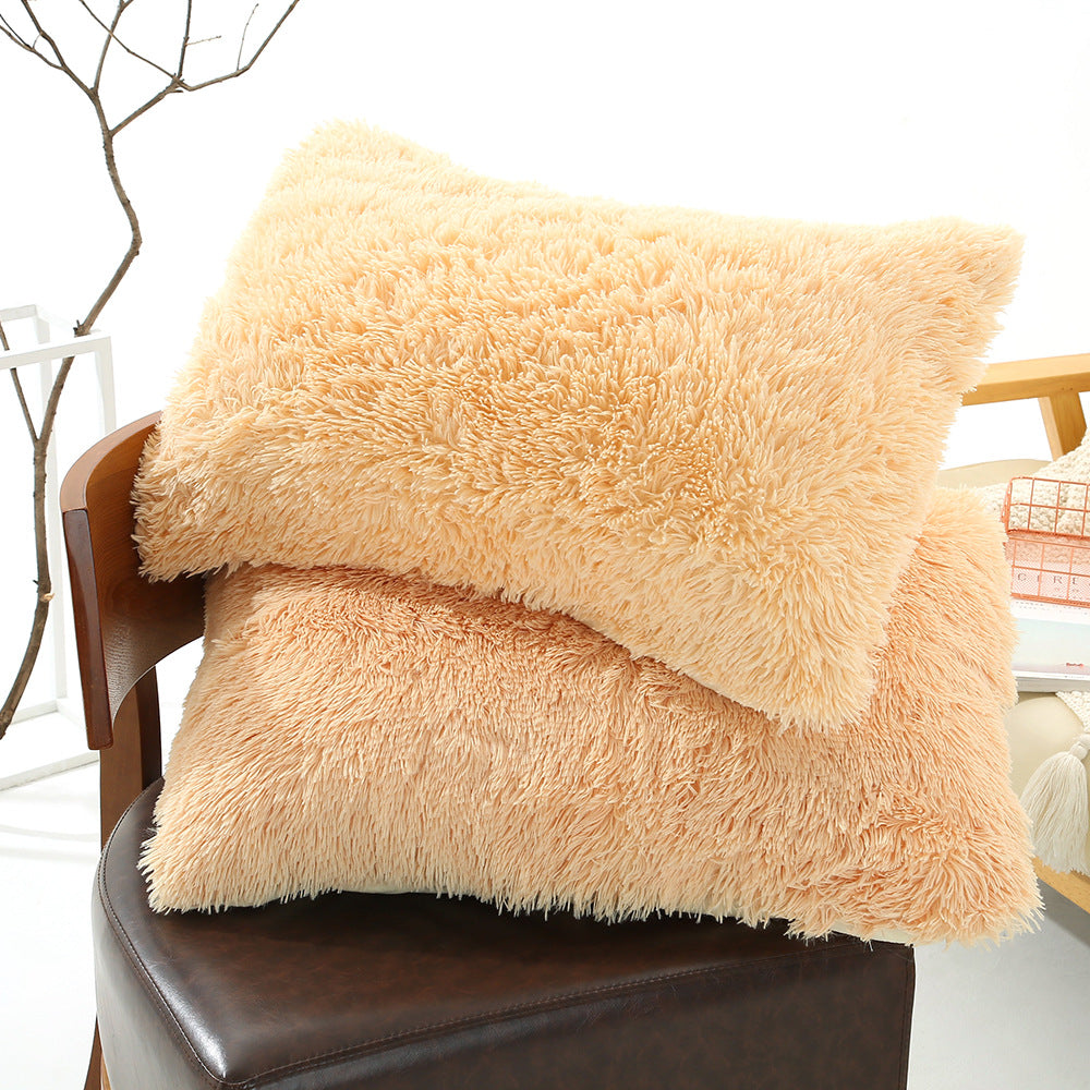 2X Light Yellow Faux Fur Pillowcase Set Crystal Velvet Plush Throw Covers Bedding Accent 50X70cm Cushion Covers