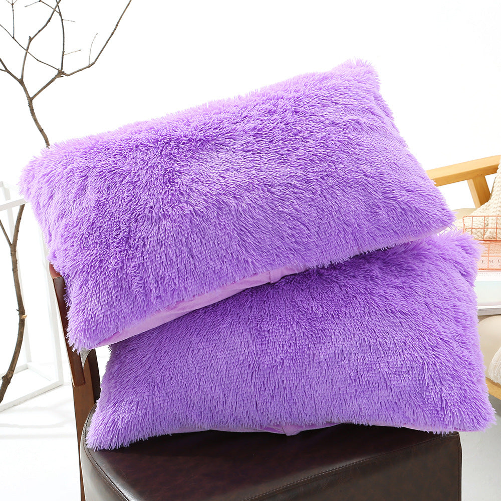 50X70cm Purple Faux Fur Pillowcase Set Crystal Velvet Plush Throw Covers Bedding Accent Pair Cushion Covers