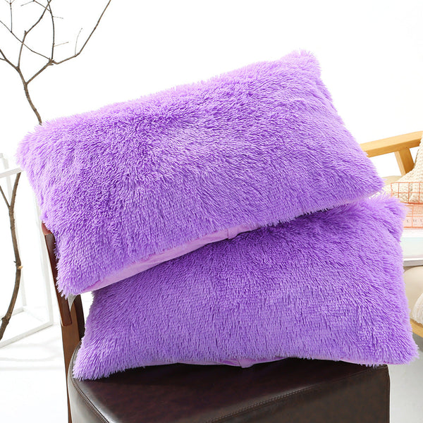 50X70cm Purple Faux Fur Pillowcase Set Crystal Velvet Plush Throw Covers Bedding Accent Pair Cushion Covers