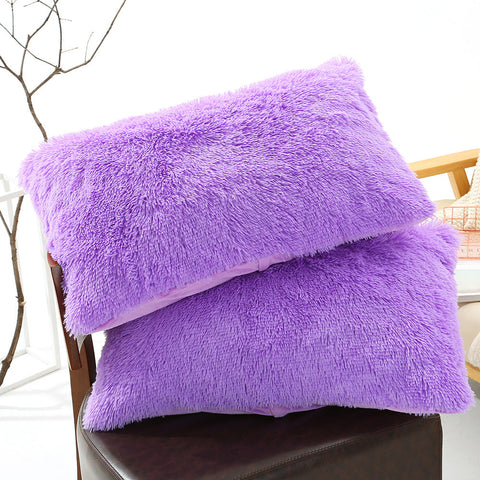 50X70cm Purple Faux Fur Pillowcase Set Crystal Velvet Plush Throw Covers Bedding Accent Pair Cushion Covers
