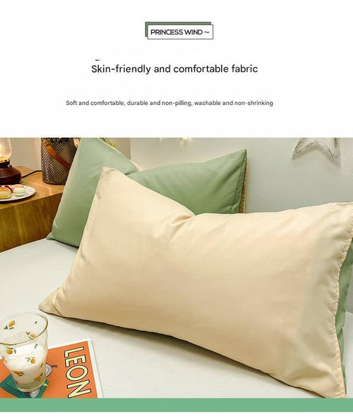 Elosung Dark Grey And Light Washed Cotton Pillowcase Set Solid Color Simple Two Tone Design 48X74cm (Pair) Pillow Cases