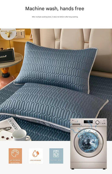 Elosung Dark Blue Cooling Latex Texture Pillowcase Set Solid Color 48X74cm(Pair Pillow Cases