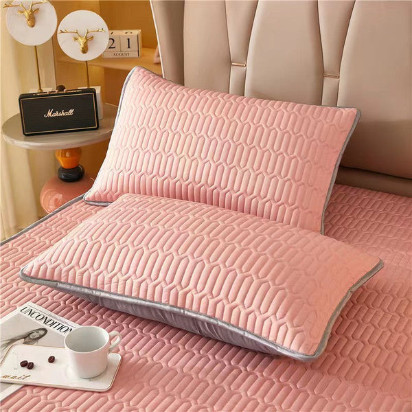Pair Of Cooling Latex Texture Pillowcase Set Solid Colour 48X74cm Pink Pillow Cases