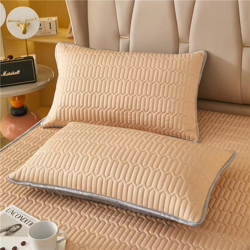 Light Orange Cooling Latex Texture Pillowcase Set Feeling Solid Color 48X74cm Pair Pillow Cases