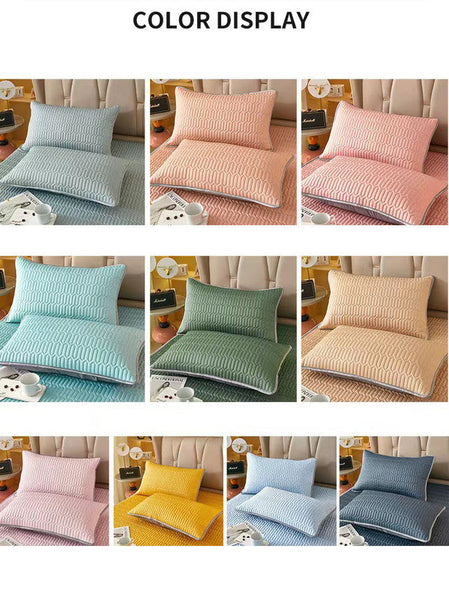 Light Orange Cooling Latex Texture Pillowcase Set Feeling Solid Color 48X74cm Pair Pillow Cases