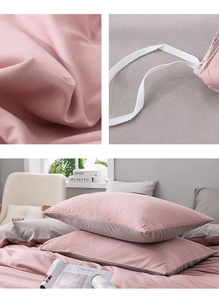 Elosung Gray And Green Stitching Ultra Soft Solid Color 4 Piece Bedding Set Queen Size(Suitable For 2M Bed) Queen Doonas