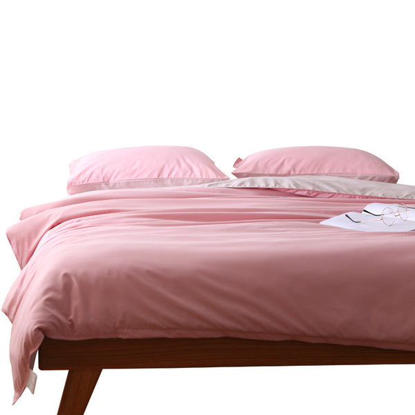 Elosung Purple And Light Pink Stitching Ultra Soft Solid Color 4 Piece Bedding Queen Size Queen Doonas