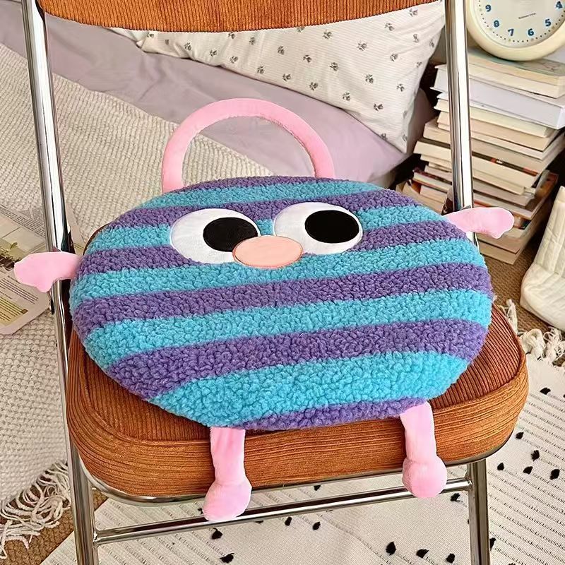 Elosung Blue And Purple Stripes Cute Cartoon Round Memory Foam Seat Cushion Detachable Washable Cushions & Decorative Pillows