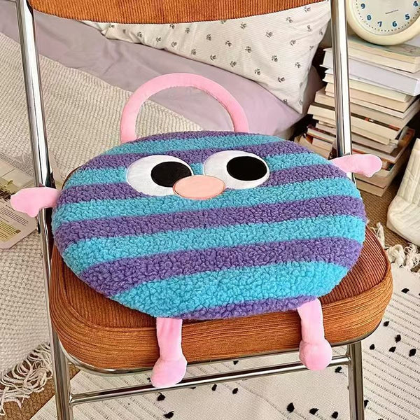 Elosung Blue And Purple Stripes Cute Cartoon Round Memory Foam Seat Cushion Detachable Washable Cushions & Decorative Pillows