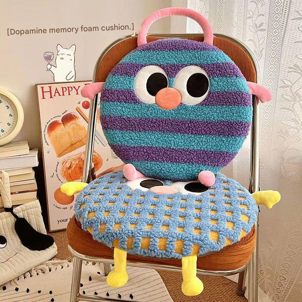 Elosung Blue And Purple Stripes Cute Cartoon Round Memory Foam Seat Cushion Detachable Washable Cushions & Decorative Pillows