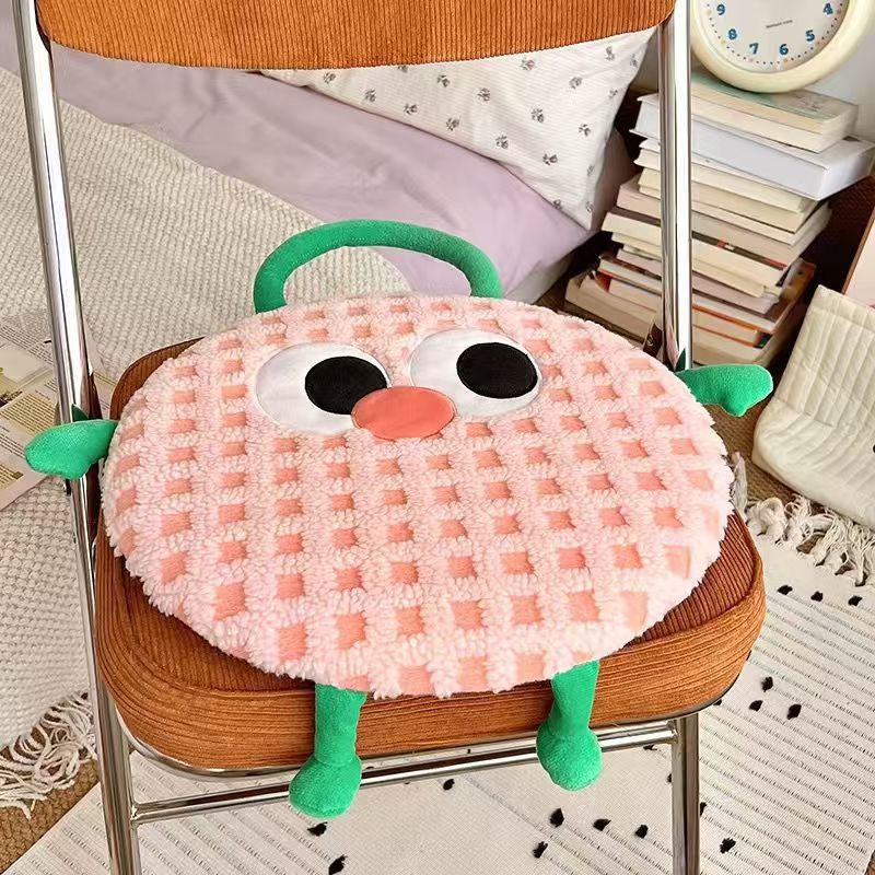 Elosung Pink Plaid Cute Cartoon Round Memory Foam Seat Cushion Detachable & Washable Cushions & Decorative Pillows