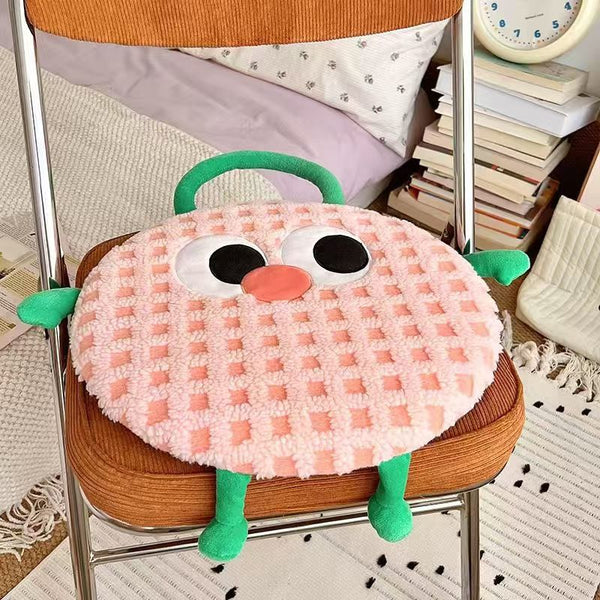 Elosung Pink Plaid Cute Cartoon Round Memory Foam Seat Cushion Detachable & Washable Cushions & Decorative Pillows