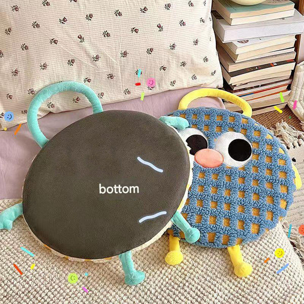 Elosung Pink Plaid Cute Cartoon Round Memory Foam Seat Cushion Detachable & Washable Cushions & Decorative Pillows