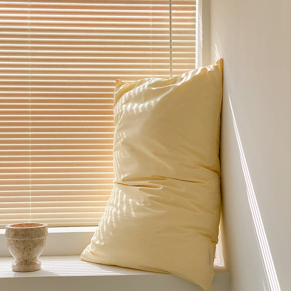 Elosung Light Yellow 100% Cotton Pillowcase Set Envelope Closure Without Core Pillow Cases