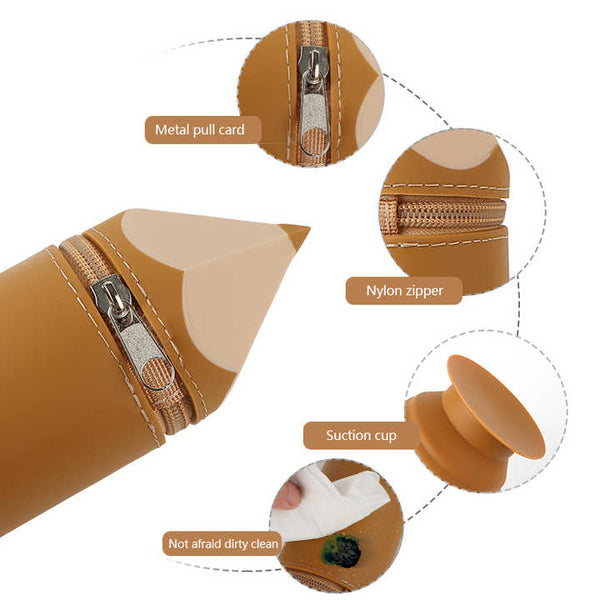 Elosung Grey Creative Silicone Pencil Case High Value Stationery Large Capacity Desk Organizer Pencil Cases