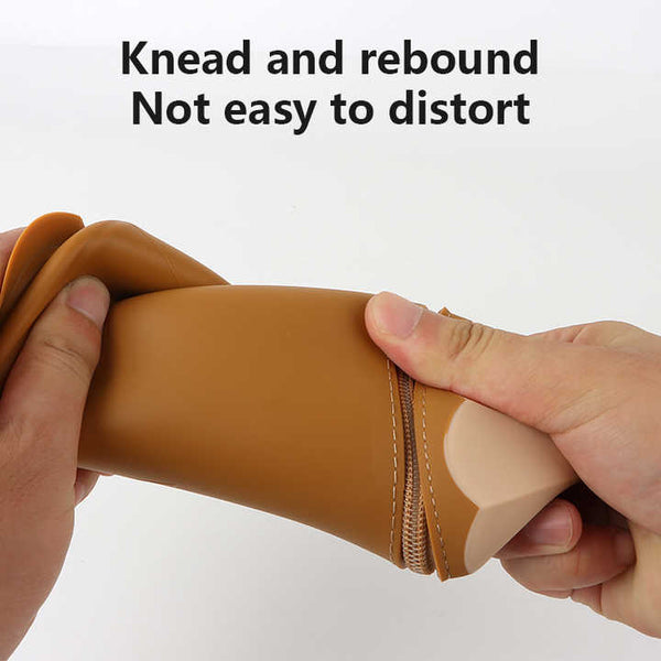 Elosung Brown Creative Silicone Pencil Case High Value Stationery Large Capacity Desk Organizer Pencil Cases