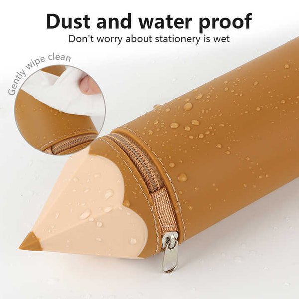 Elosung Brown Creative Silicone Pencil Case High Value Stationery Large Capacity Desk Organizer Pencil Cases