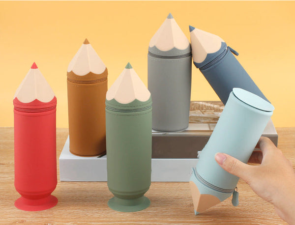 Elosung Red Creative Silicone Pencil Case High Value Stationery Large Capacity Desk Organizer Pencil Cases