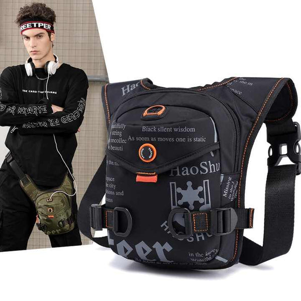 Black Rugged Polyester Waist Pack Stylish Multi Compartment Crossbody Bag For Outdoors Bags