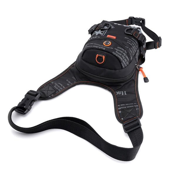 Black Rugged Polyester Waist Pack Stylish Multi Compartment Crossbody Bag For Outdoors Bags