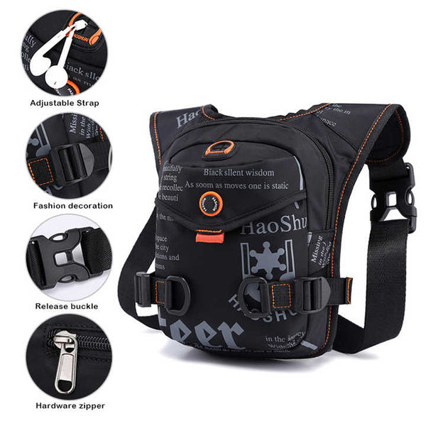 Black Rugged Polyester Waist Pack Stylish Multi Compartment Crossbody Bag For Outdoors Bags