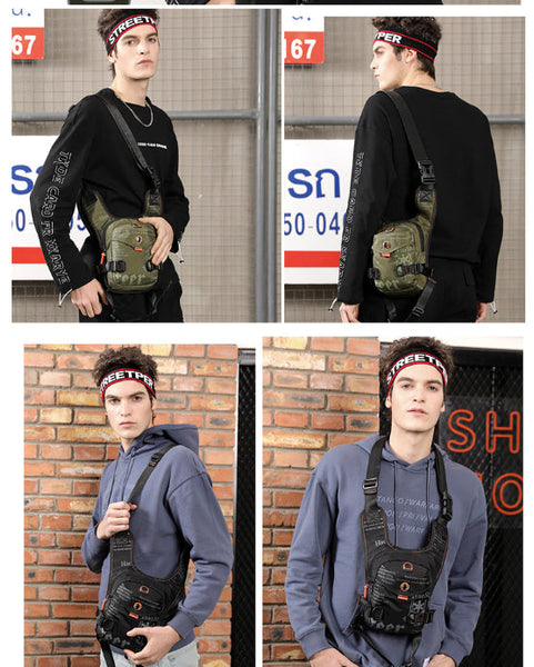 Dark Green Rugged Polyester Waist Pack Stylish Multi Compartment Crossbody Bag Outdoor Adventures Waist Packs & Bags