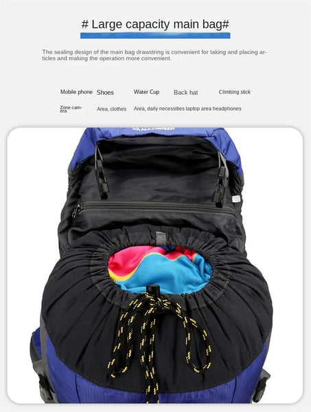 Green High Capacity Nylon Hiking Backpack Durable Multi Functional Outdoor Travel Pack Rucksacks