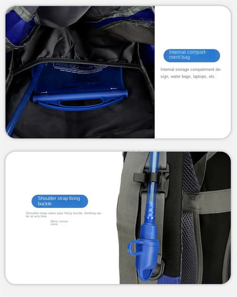 Green High Capacity Nylon Hiking Backpack Durable Multi Functional Outdoor Travel Pack Rucksacks