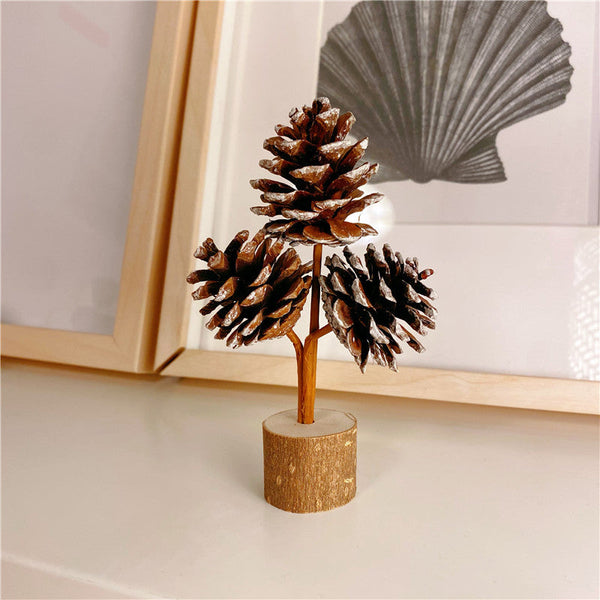 Elosung 1 Sets Of Brown Rustic Forest Style White Frost Pine Cone Ornaments Elegant 10 To 12Cm Synthetic Resin Craft Other Home Décor
