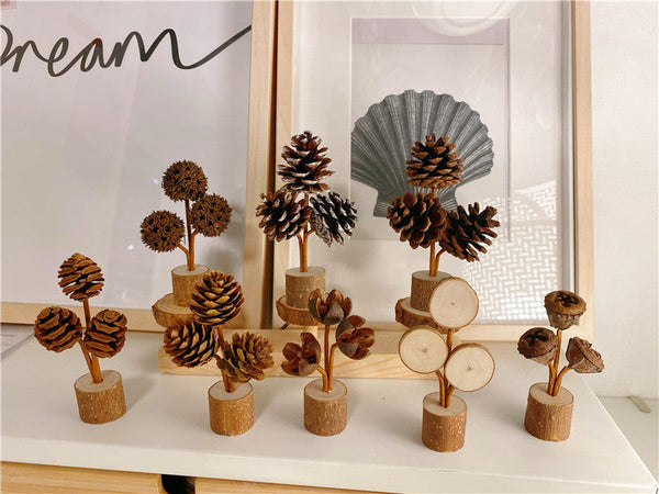 Elosung 1 Sets Of Brown Rustic Forest Style White Frost Pine Cone Ornaments Elegant 10 To 12Cm Synthetic Resin Craft Other Home Décor