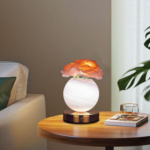 Elosung Pink Dreamy Rose Planet Lamp Night Light Elegant 21Cm Usb Charged 3 Color Touch Dimming Decor Gift Night Lights