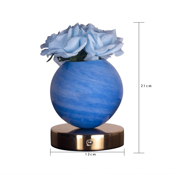 Blue Dreamy Rose Planet Lamp Night Light Elegant 21Cm Usb Charged 3 Color Touch Dimming Decor Gift Night Lights