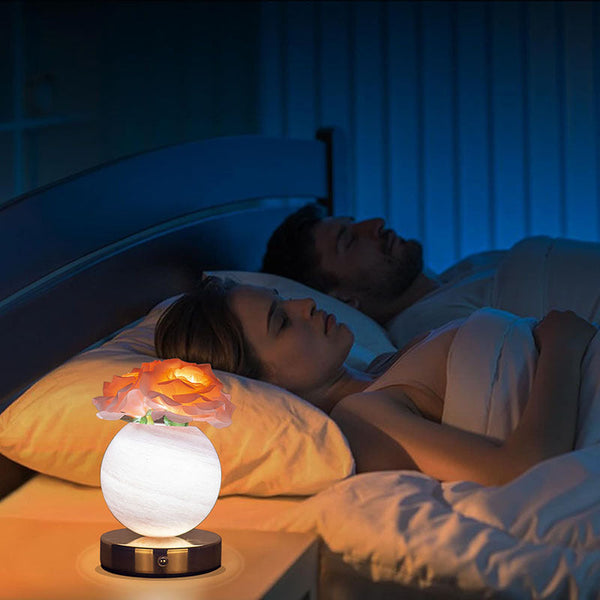 Blue Dreamy Rose Planet Lamp Night Light Elegant 21Cm Usb Charged 3 Color Touch Dimming Decor Gift Night Lights
