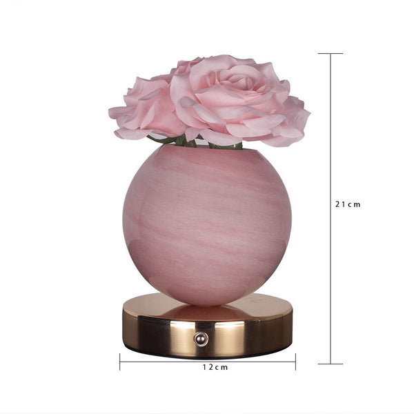 Elosung Champagne Dreamy Rose Planet Lamp Night Light Elegant 21Cm Usb Charged 3 Colour Touch Dimming Decor Gift Night Lights