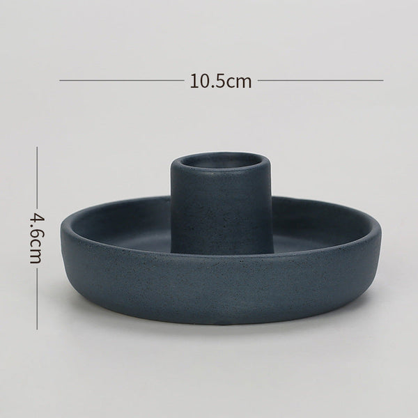 Veile Studios 2 Pcs Dark Blue Oval Bottom Nordic Ceramic Candle Holder With Jewelry Dish Jewellery Holders & Organisers