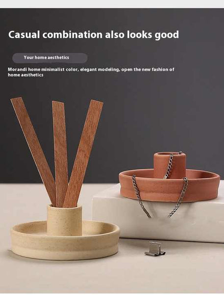 Veile Studios 2 Pcs Dark Blue Oval Bottom Nordic Ceramic Candle Holder With Jewelry Dish Jewellery Holders & Organisers