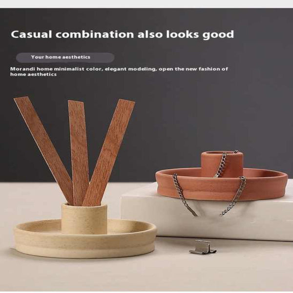 Veile Studios Nordic Ceramic Candle Holder With Jewelry Dish Minimalist Home Decor Jewellery Holders & Organisers