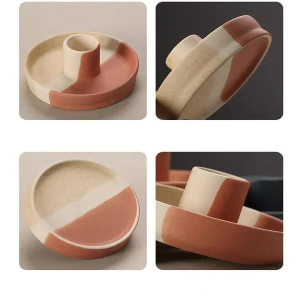 Veile Studios Nordic Ceramic Candle Holder With Jewelry Dish Minimalist Home Decor Jewellery Holders & Organisers