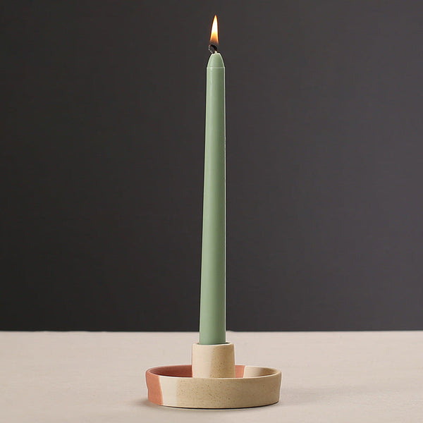 2 Pcs Blue White And Yellow Stitching Oval Bottom Nordic Ceramic Candle Holder With Jewelry Dish Candle Holders & Accessories