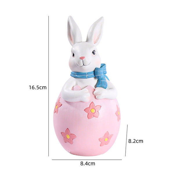 Elosung Pink Easter Rabbit Egg Resin Decoration Charming Festive Gift For Kids Rooms And Holidays Seasonal Decorations