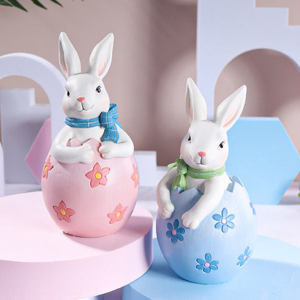 Elosung Pink Easter Rabbit Egg Resin Decoration Charming Festive Gift For Kids Rooms And Holidays Seasonal Decorations